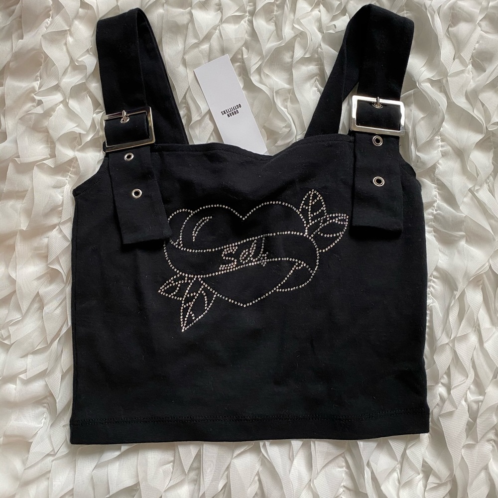 Sequined black crop top